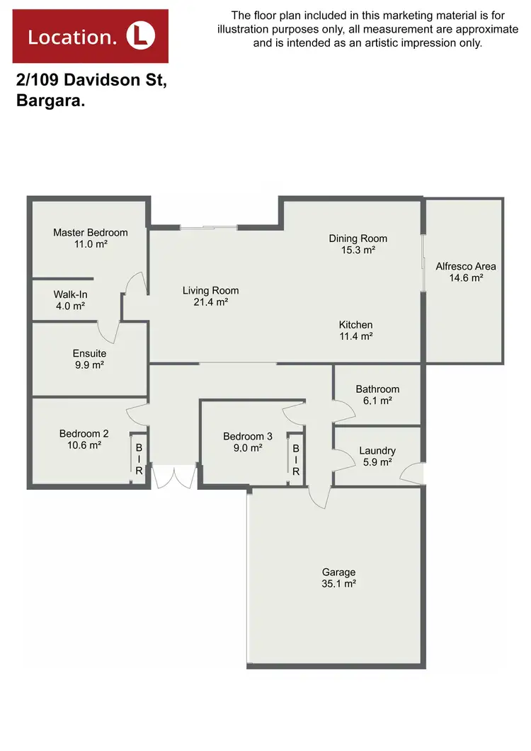 Floorplan of Homely semi-detached listing, 2/109 Davidson Street, Bargara QLD 4670
