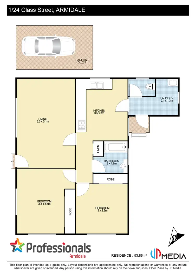 Floorplan of Homely unit listing, 1/24 Glass Street, Armidale NSW 2350