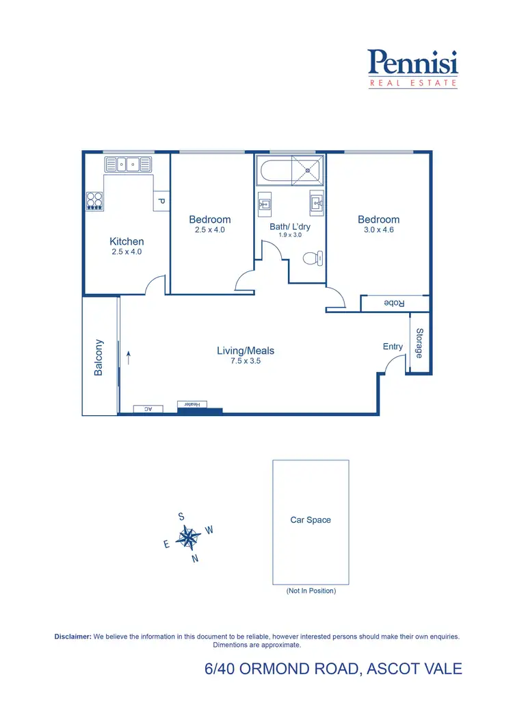 Floorplan of Homely apartment listing, 6/40-42 Ormond Road, Ascot Vale VIC 3032