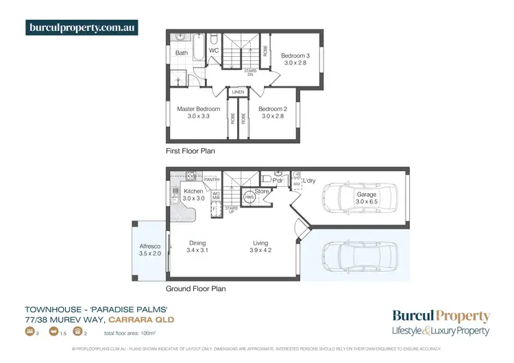 Floorplan of Homely townhouse listing, 77/38 Murev Way, Carrara QLD 4211