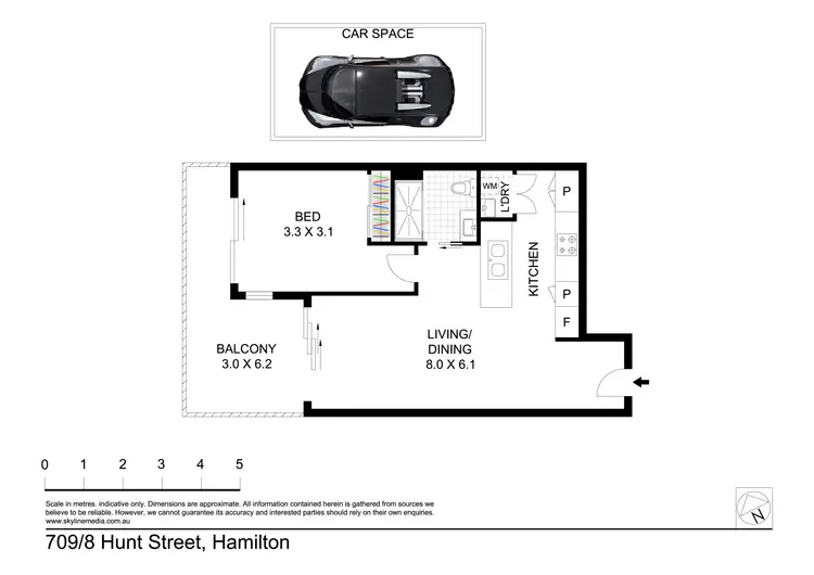 Floorplan of Homely apartment listing, 709/8 Hunt Street, Hamilton QLD 4007