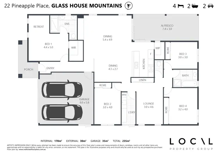 Floorplan of Homely house listing, 22 Pineapple Place, Glass House Mountains QLD 4518