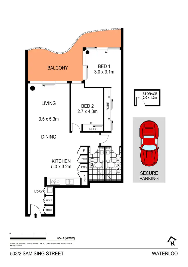 Floorplan of Homely apartment listing, 503/2 Sam Sing Street, Waterloo NSW 2017
