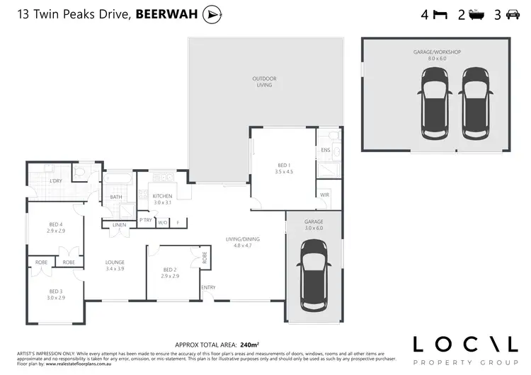 Floorplan of Homely house listing, 13 Twin Peaks Drive, Beerwah QLD 4519
