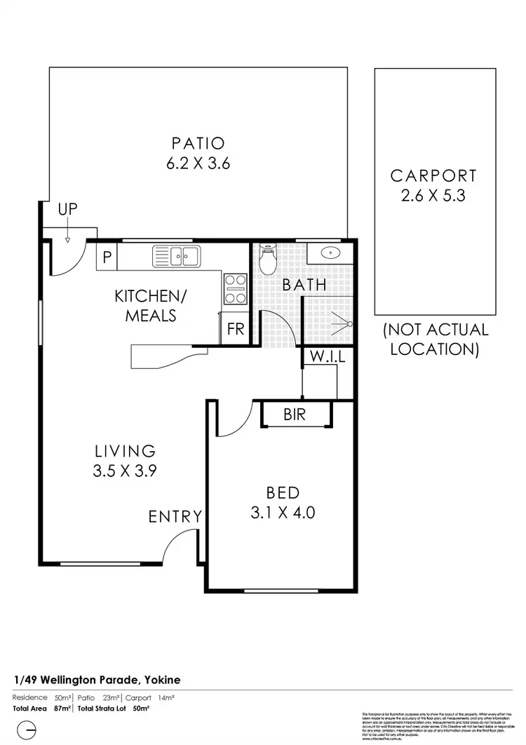 Floorplan of Homely villa listing, 1/49 Wellington Parade, Yokine WA 6060