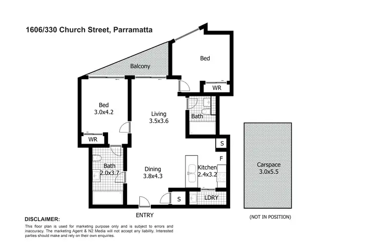 Floorplan of Homely apartment listing, 1606/330 Church Street, Parramatta NSW 2150