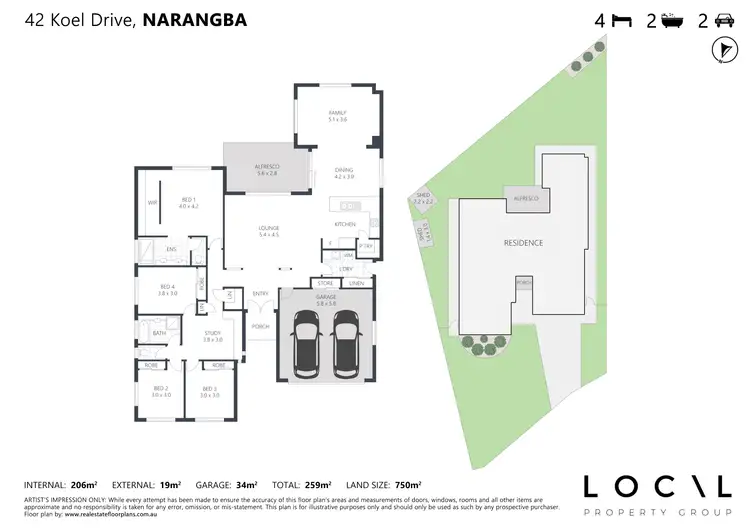 Floorplan of Homely house listing, 42 Koel Drive, Narangba QLD 4504
