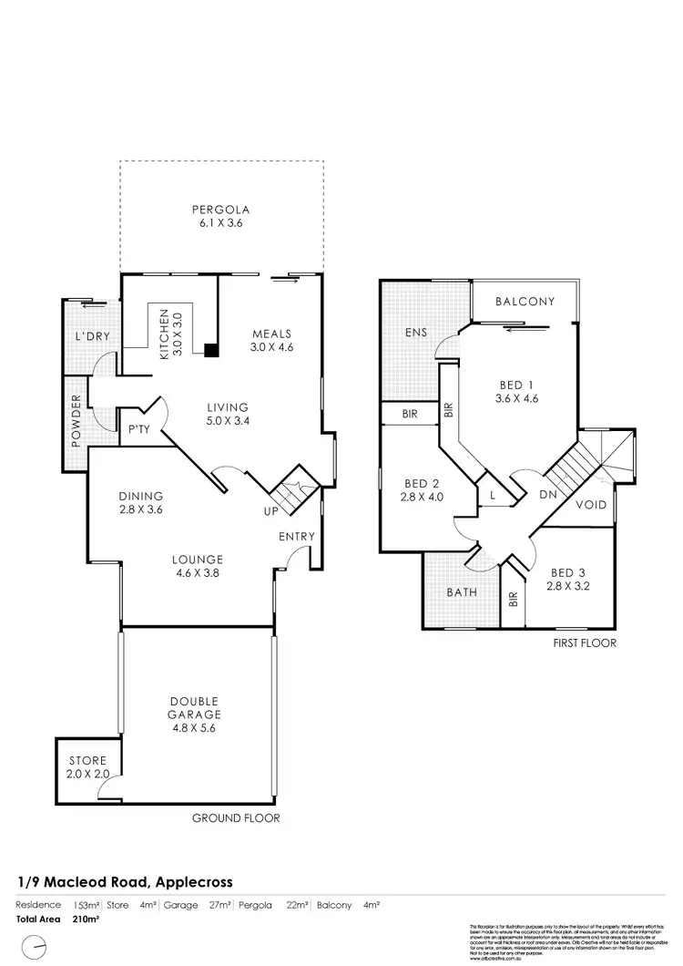 Floorplan of Homely townhouse listing, 1/9 Macleod Road, Applecross WA 6153