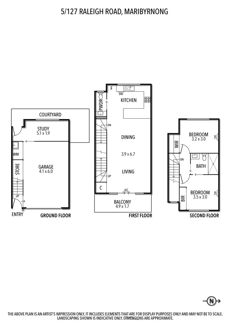 Floorplan of Homely townhouse listing, 5/127 Raleigh Road, Maribyrnong VIC 3032