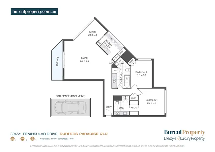 Floorplan of Homely apartment listing, 304/21 Peninsular Drive, Surfers Paradise QLD 4217