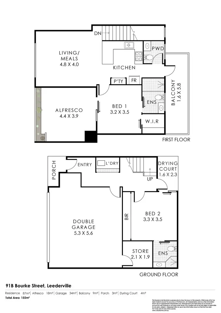 Floorplan of Homely townhouse listing, 91B Bourke Street, Leederville WA 6007