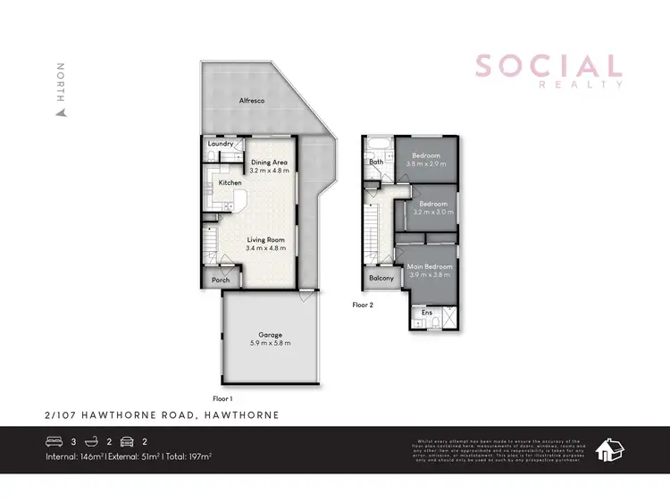 Floorplan of Homely townhouse listing, 2/107 Hawthorne Road, Hawthorne QLD 4171