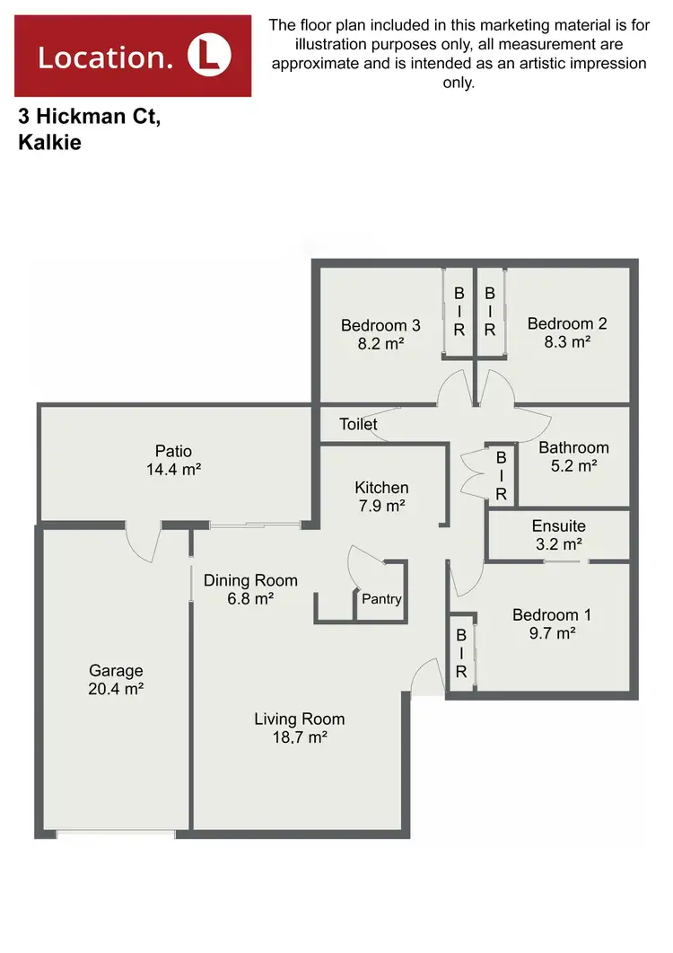 Floorplan of Homely house listing, 3 Hickman Court, Kalkie QLD 4670