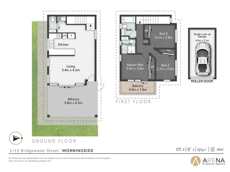 Floorplan of Homely townhouse listing, 1/13 Bridgewater Street, Morningside QLD 4170