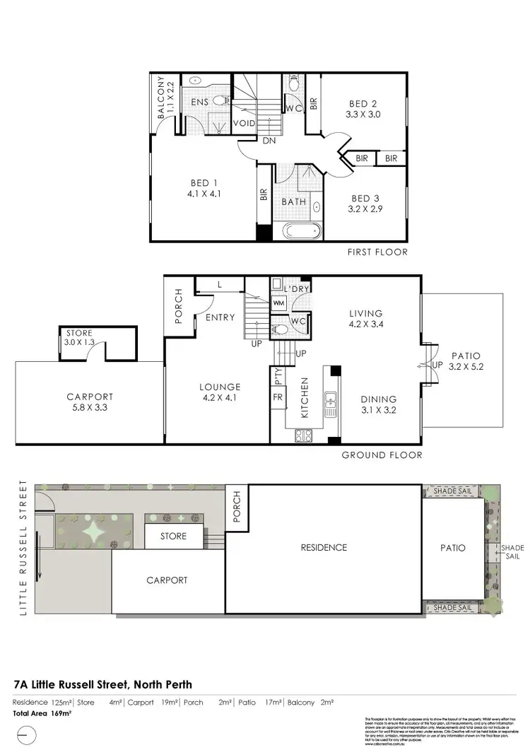 Floorplan of Homely townhouse listing, 7A Little Russell Street, North Perth WA 6006