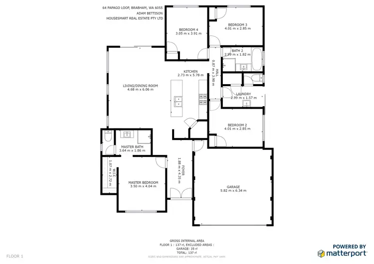 Floorplan of Homely house listing, 64 Papago Loop, Brabham WA 6055