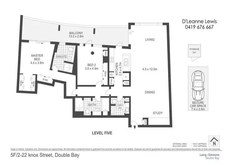 Floorplan of Homely apartment listing, 5F "Stamford Cosmopolitan" 22 Knox Street, Double Bay NSW 2028