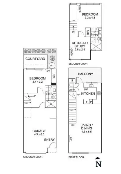 Floorplan of Homely townhouse listing, 9/54 Gadd Street, Northcote VIC 3070