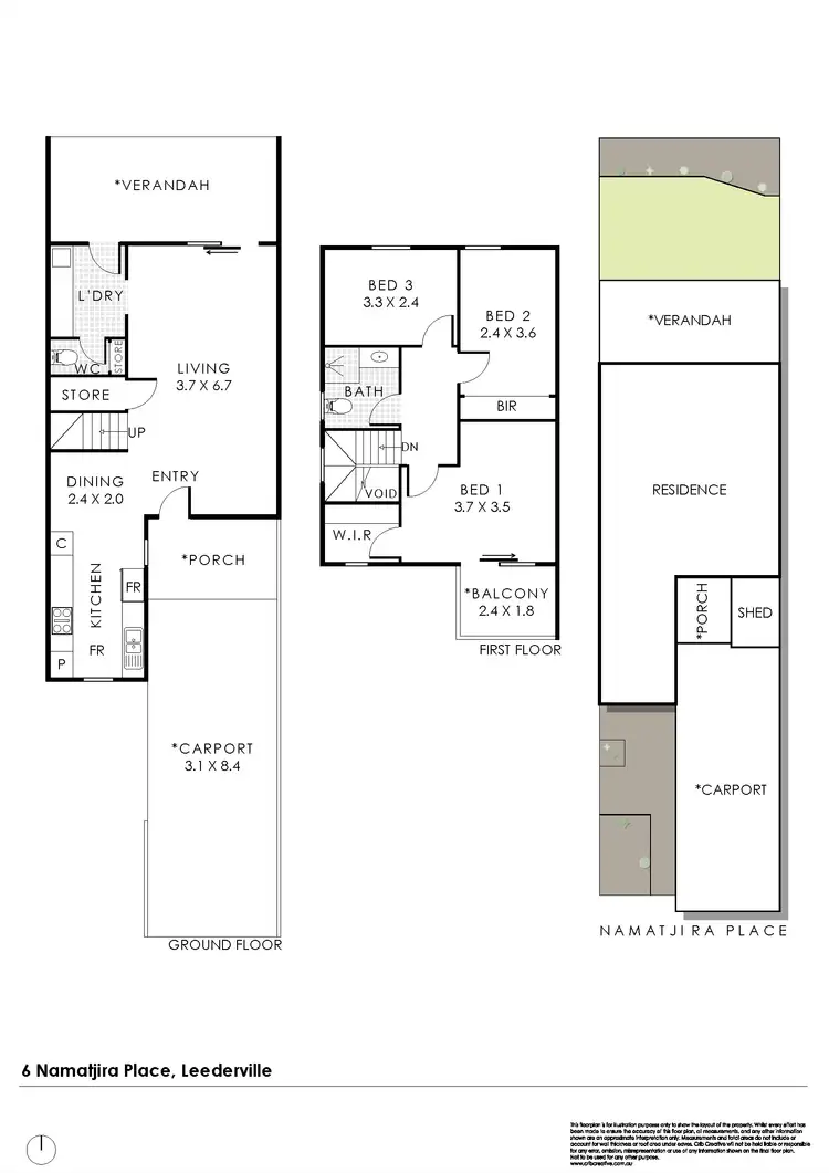 Floorplan of Homely townhouse listing, 6 Namatjira Place, Leederville WA 6007
