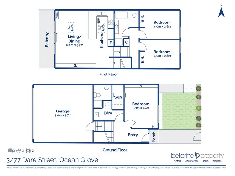Floorplan of Homely townhouse listing, 3/77 Dare Street, Ocean Grove VIC 3226