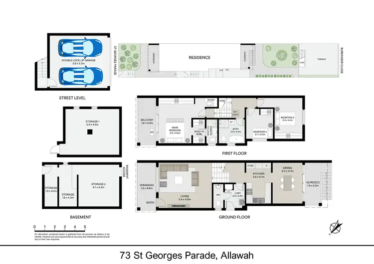 Floorplan of Homely semi-detached listing, 73 St Georges Parade, Allawah NSW 2218