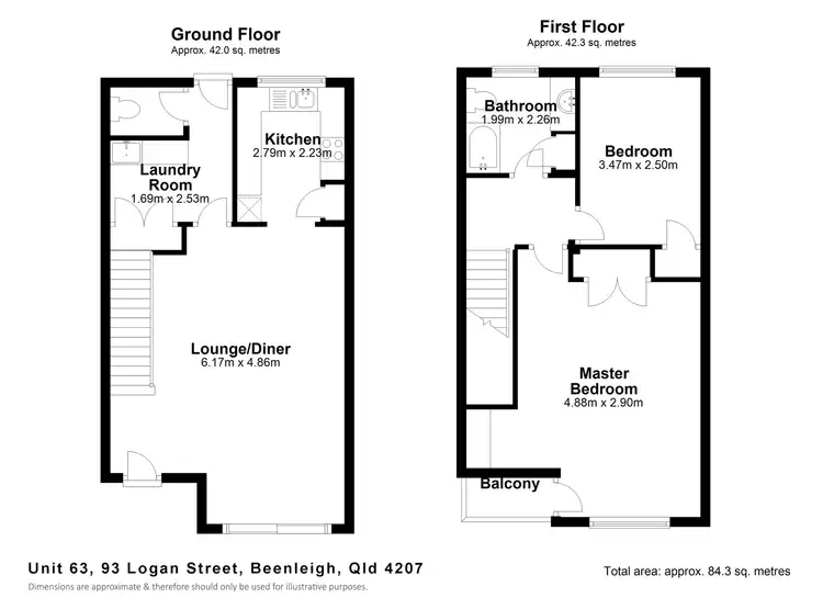 Floorplan of Homely townhouse listing, 63/93-99 Logan Street, Beenleigh QLD 4207