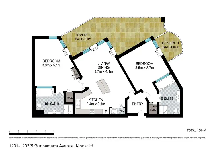 Floorplan of Homely apartment listing, 1201-02/9 Gunnamatta Avenue, Kingscliff NSW 2487