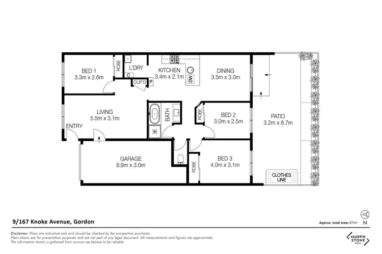 Floorplan of Homely townhouse listing, 9/167 Knoke Avenue, Gordon ACT 2906