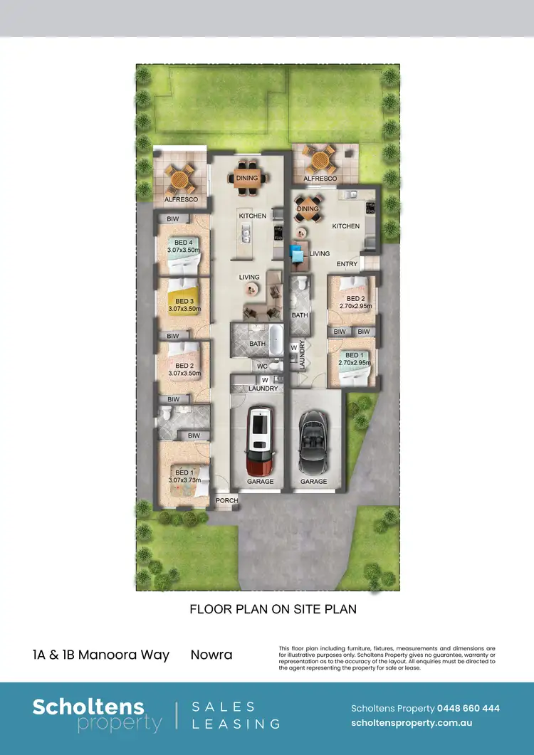 Floorplan of Homely semi-detached listing, 1 Manoora Way, Nowra NSW 2541