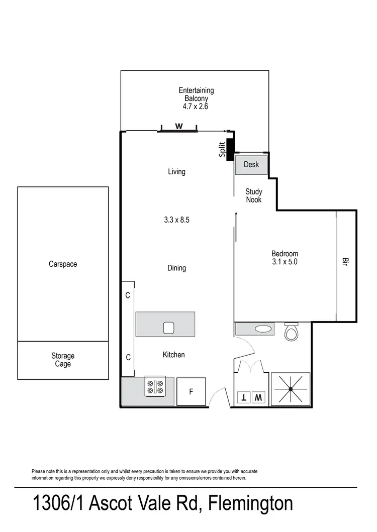 Floorplan of Homely unit listing, 1306/1 Ascot Vale Road, Flemington VIC 3031