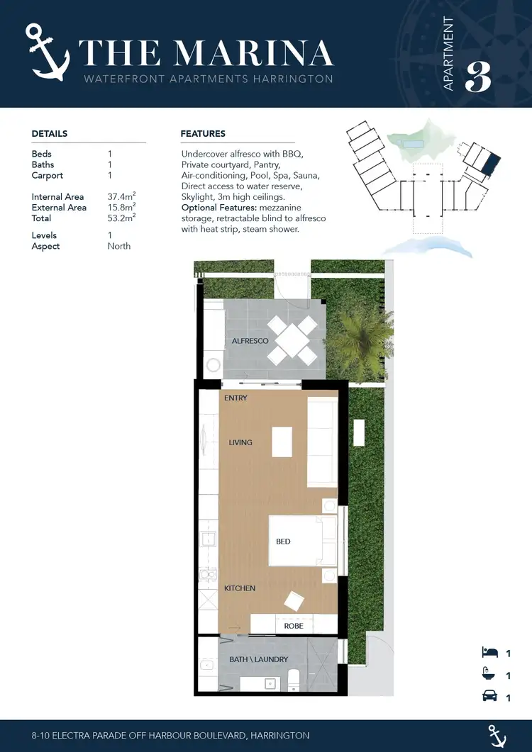 Floorplan of Homely apartment listing, 3/8-10 Electra Parade, Harrington NSW 2427