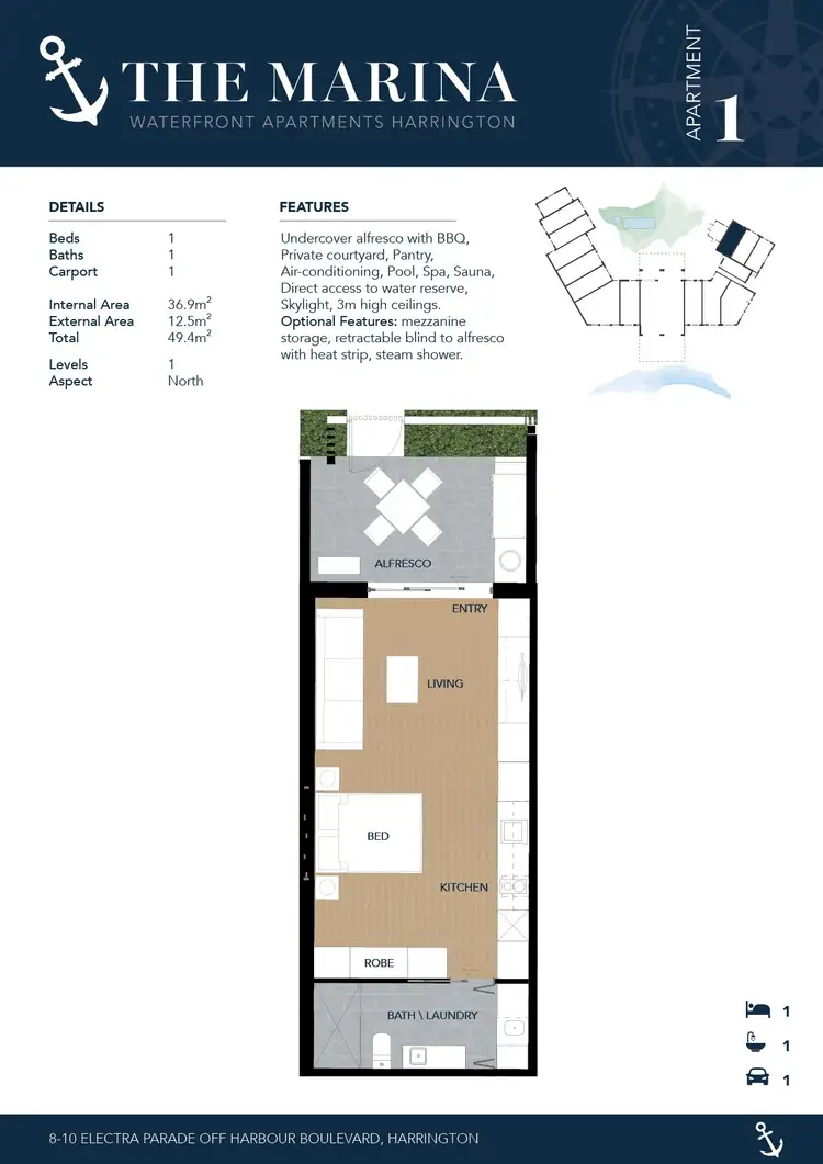 Floorplan of Homely apartment listing, 1/8-10 Electra Parade, Harrington NSW 2427