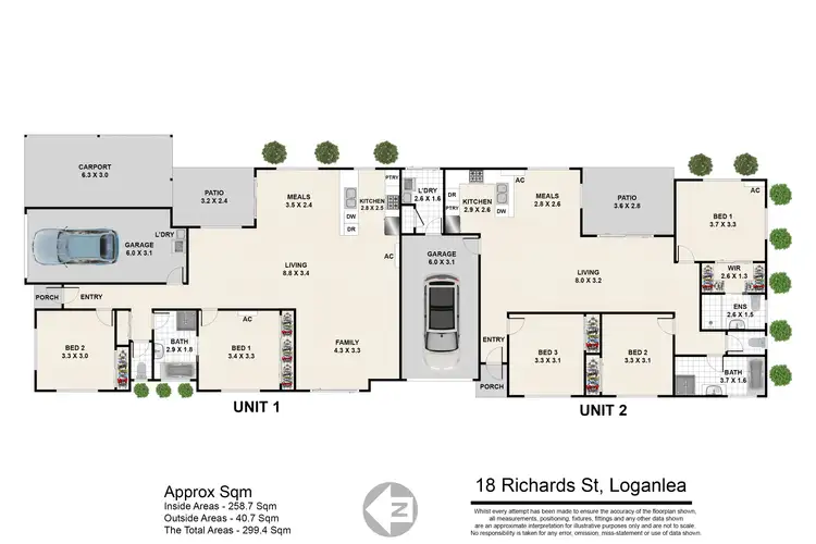 Floorplan of Homely semi-detached listing, 1 Pinelands Street, Loganlea QLD 4131