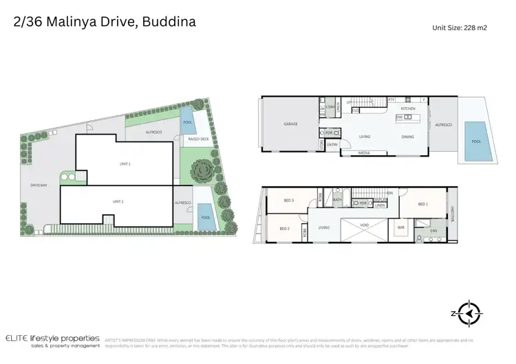 Floorplan of Homely semi-detached listing, 2/36 Malinya Drive, Buddina QLD 4575