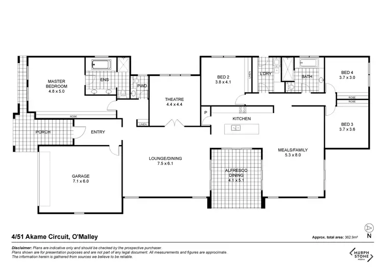 Floorplan of Homely townhouse listing, 4/51 Akame Circuit, O'malley ACT 2606