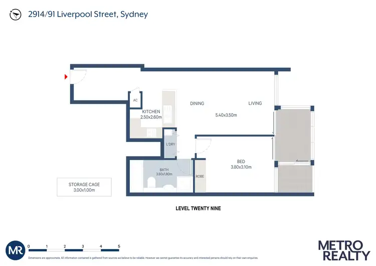 Floorplan of Homely apartment listing, 2914/91 Liverpool St, Sydney NSW 2000