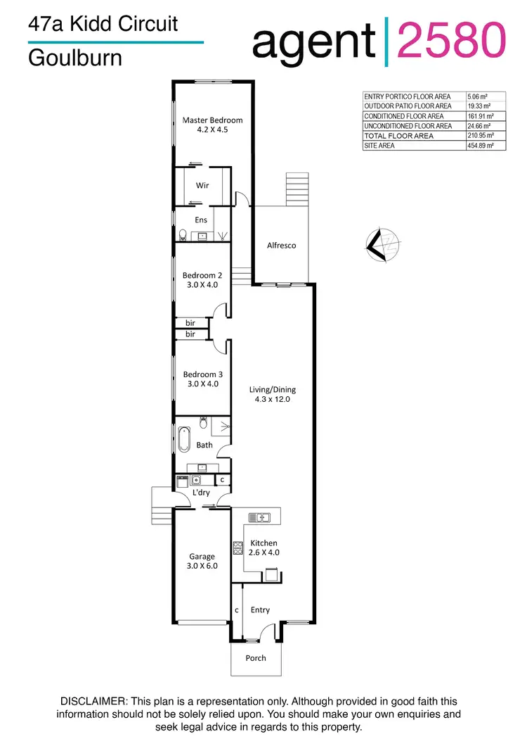 Floorplan of Homely semi-detached listing, 47a Kidd Circuit, Goulburn NSW 2580