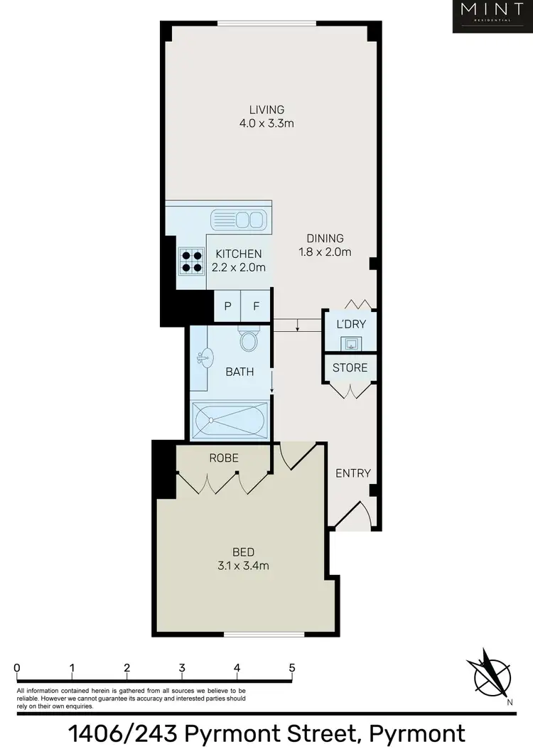 Floorplan of Homely apartment listing, 1406/243 Pyrmont Street, Pyrmont NSW 2009