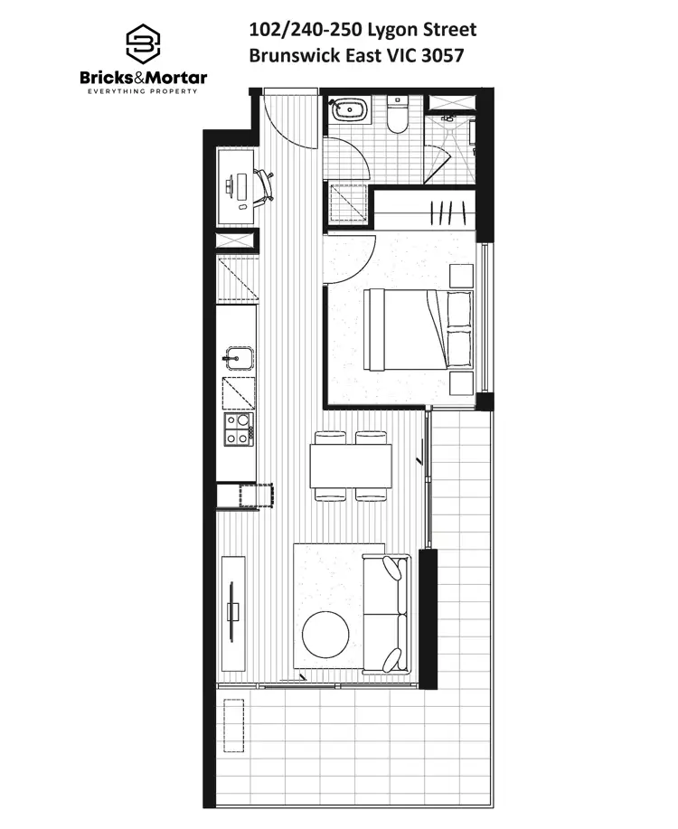 Floorplan of Homely apartment listing, 102/240-250 Lygon Street, Brunswick East VIC 3057