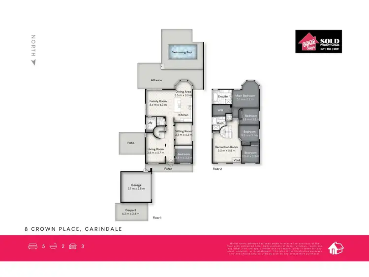 Floorplan of Homely house listing, 8 Crown Place, Carindale QLD 4152