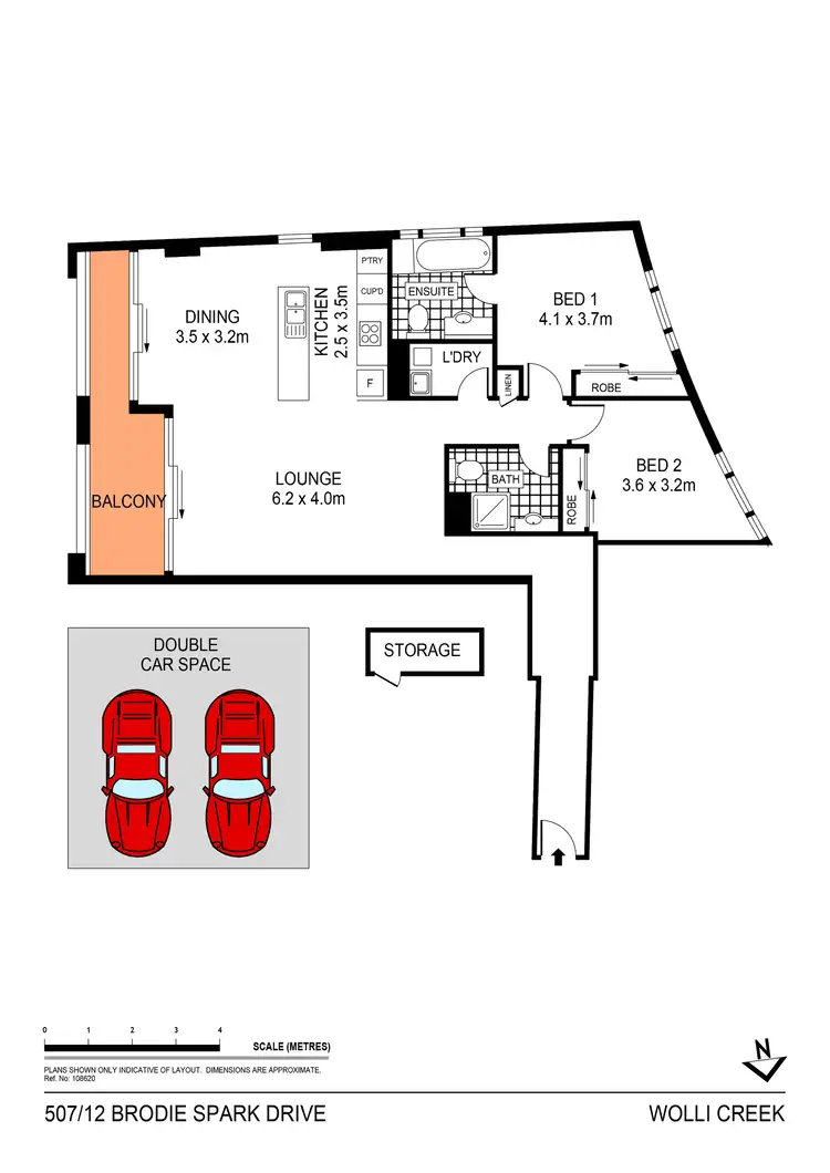Floorplan of Homely apartment listing, 507/12 Brodie Spark Drive, Wolli Creek NSW 2205