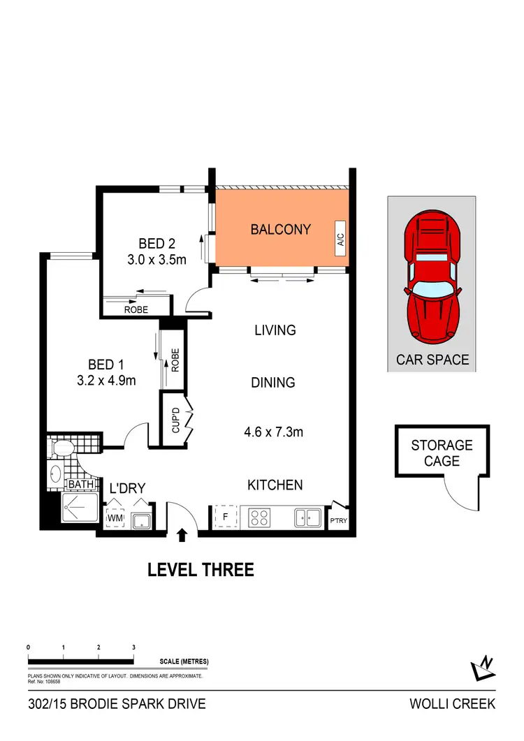 Floorplan of Homely apartment listing, 302/15 Brodie Spark Drive, Wolli Creek NSW 2205