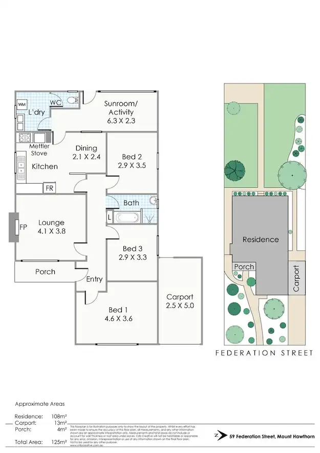 Floorplan of Homely house listing, 59 Federation Street, Mount Hawthorn WA 6016