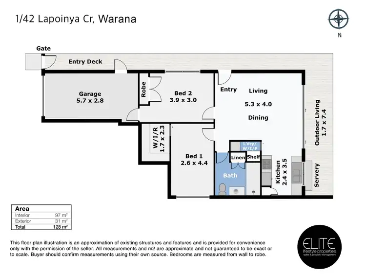 Floorplan of Homely semi-detached listing, 1/42 Lapoinya Crescent, Warana QLD 4575