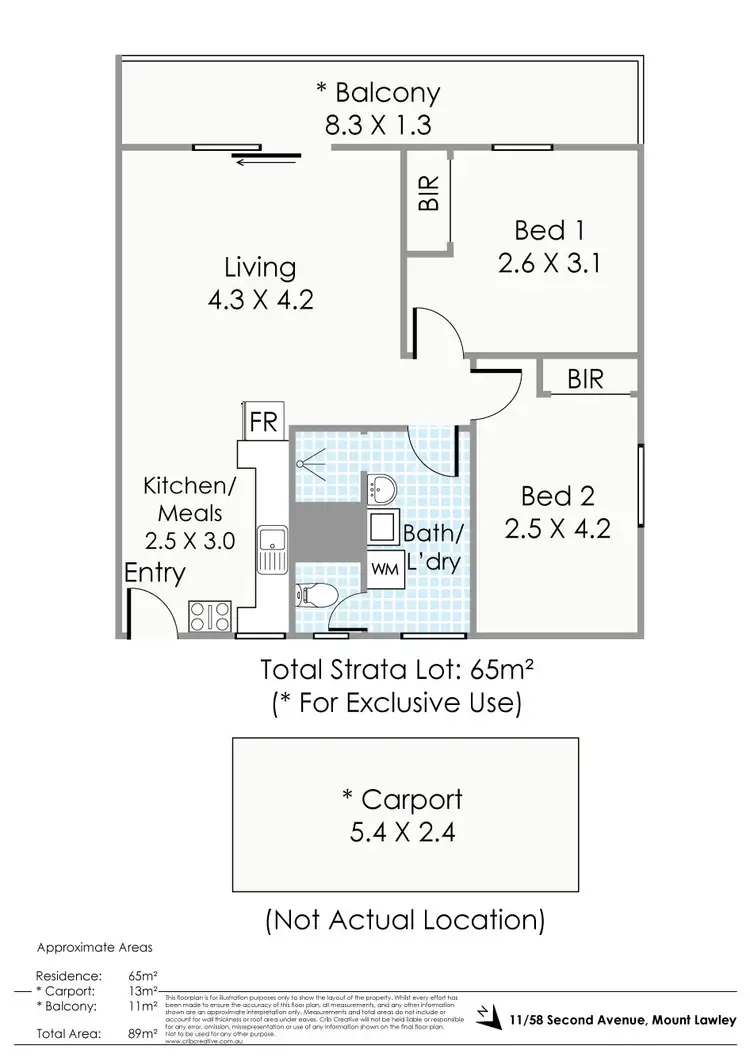 Floorplan of Homely apartment listing, 11/58 Second Avenue, Mount Lawley WA 6050