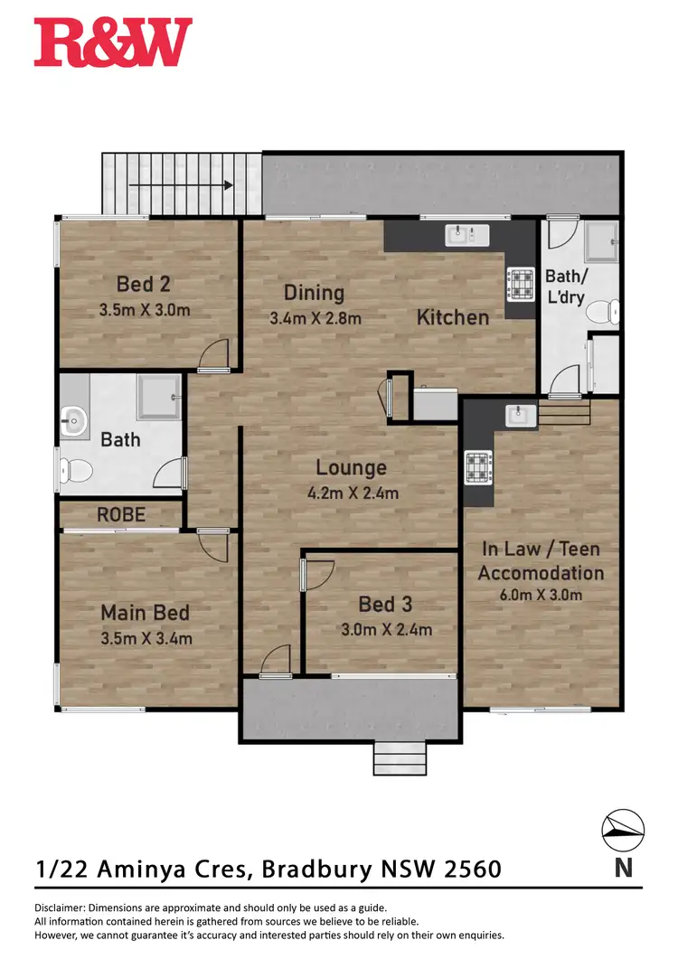 Floorplan of Homely semi-detached listing, 1/22 Aminya Crescent, Bradbury NSW 2560