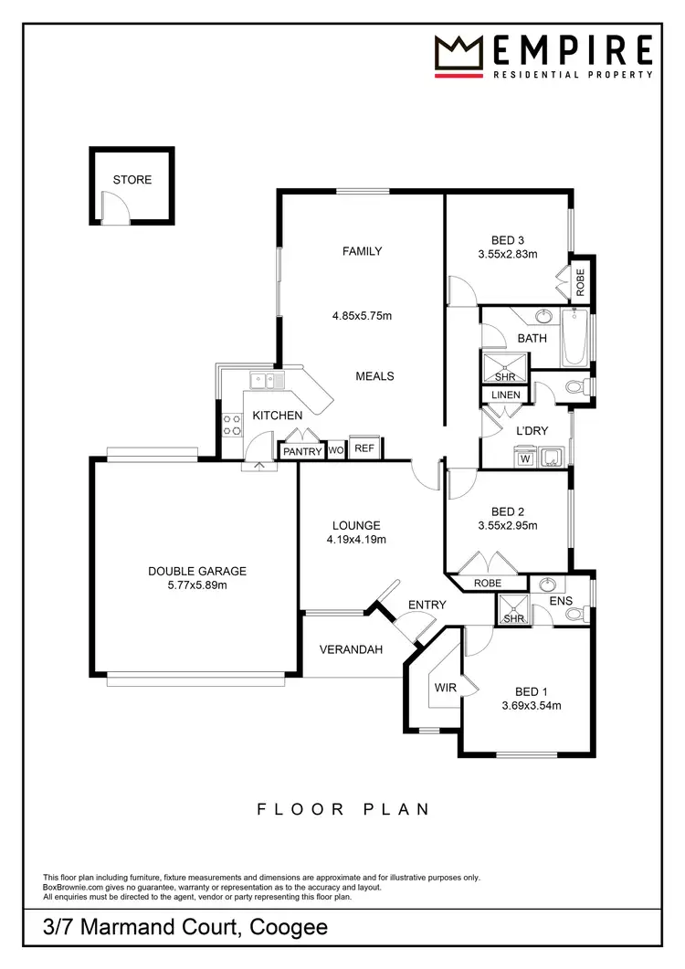Floorplan of Homely semi-detached listing, 3/7 Marmand Court, Coogee WA 6166
