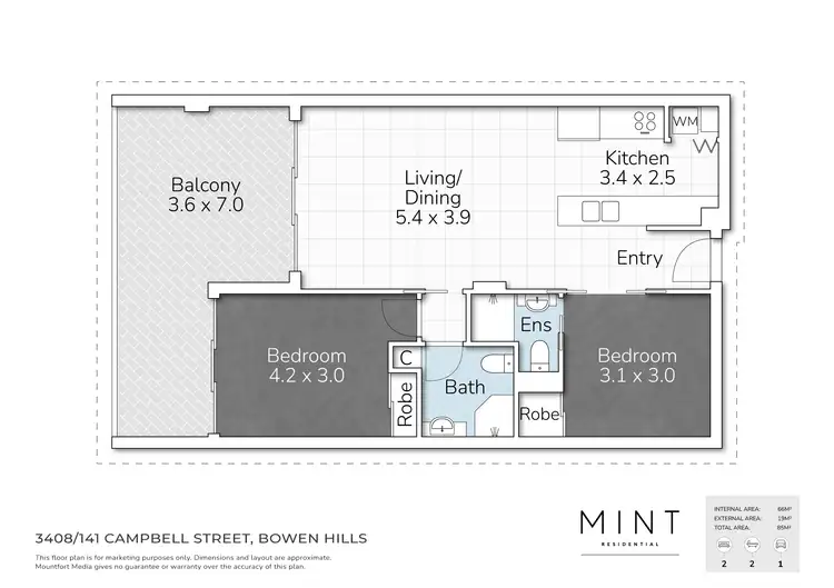 Floorplan of Homely apartment listing, 3408/141 Campbell Street, Bowen Hills QLD 4006