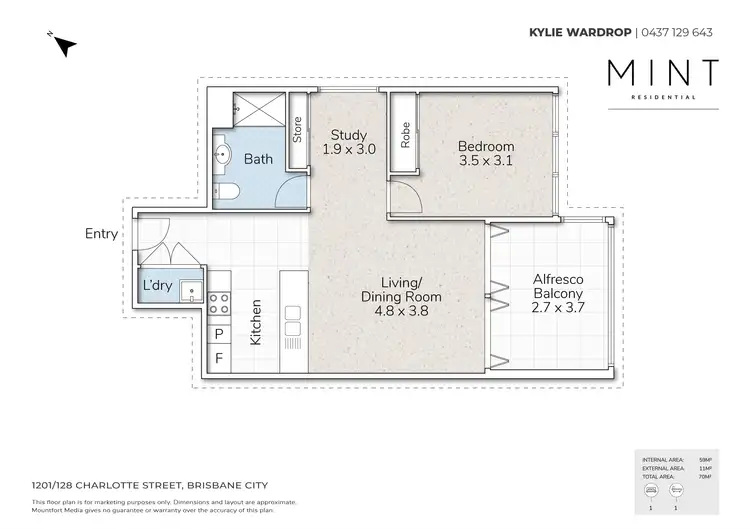 Floorplan of Homely apartment listing, 1201/128 Charlotte Street, Brisbane City QLD 4000