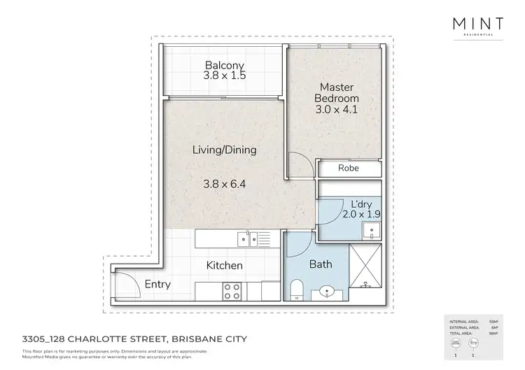 Floorplan of Homely apartment listing, 3305/128 Charlotte Street, Brisbane City QLD 4000